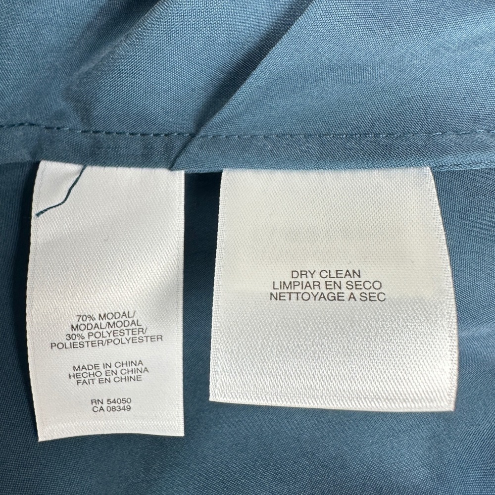 Jones New York Blouse Women 2X Dark Fog Blue Single Button Cuffed Sleeve New - Picture 6 of 8